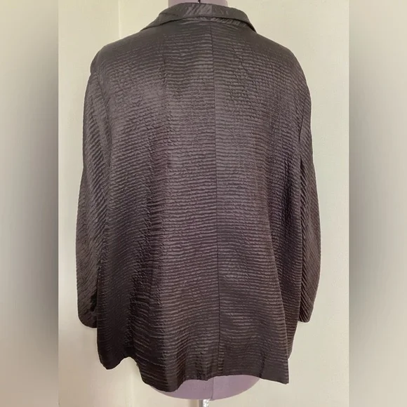 Eileen Fisher Silk Wool Crinkle Jacket Large - Picture 3 of 14
